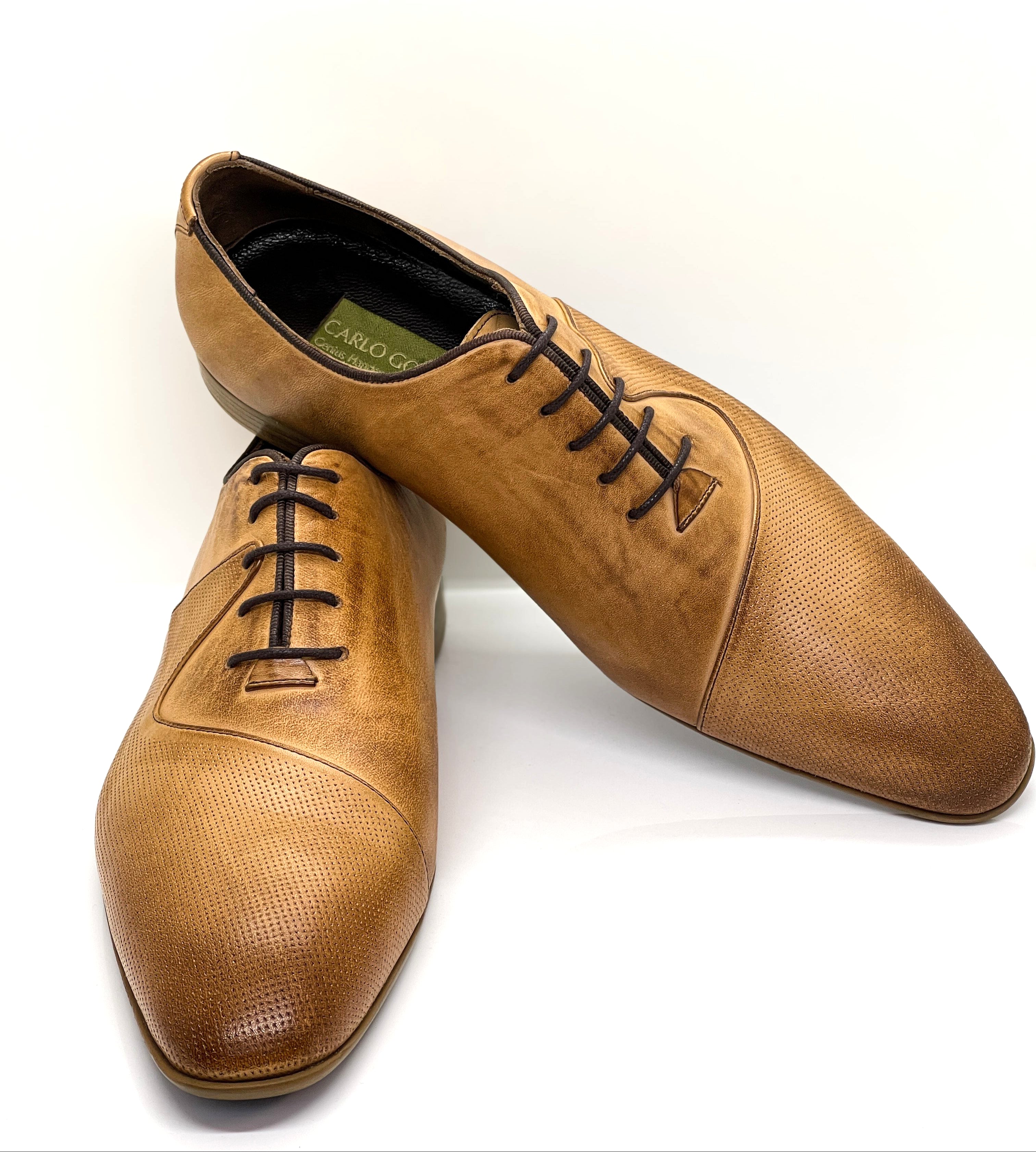 Handgemachter Herrenschuh, nude/cognac_braun, matt, echtes Leder