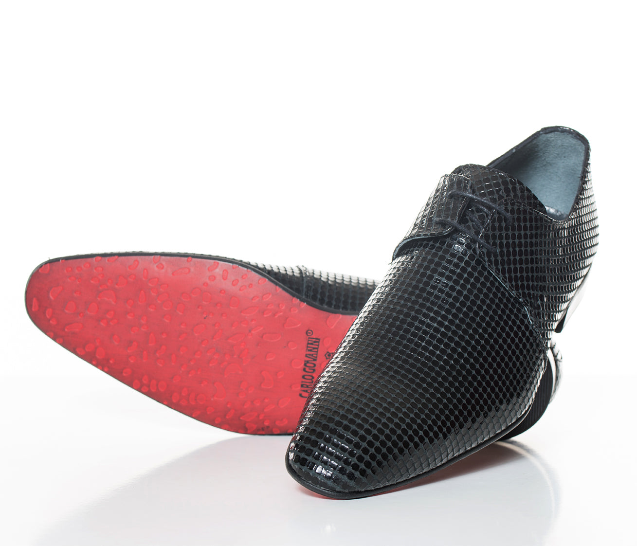 Handgemachter Herrenschuh, Businessschuh, Hochzeitsschuh, schwarz, mit Krokoprägung