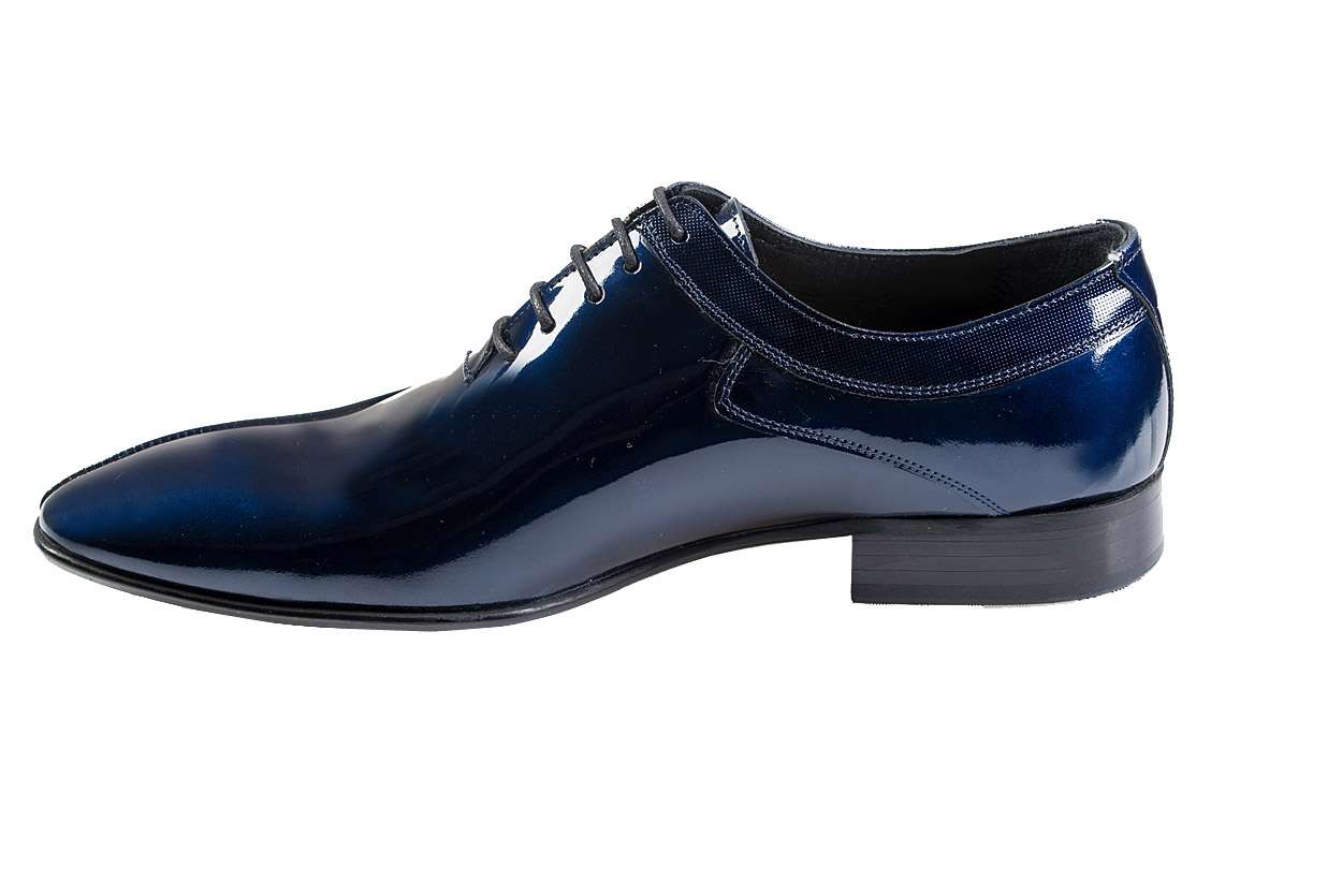 Handgemachter, eleganter Herrenschuh, Lack, Indigoblau-Marineblau, echtes Leder