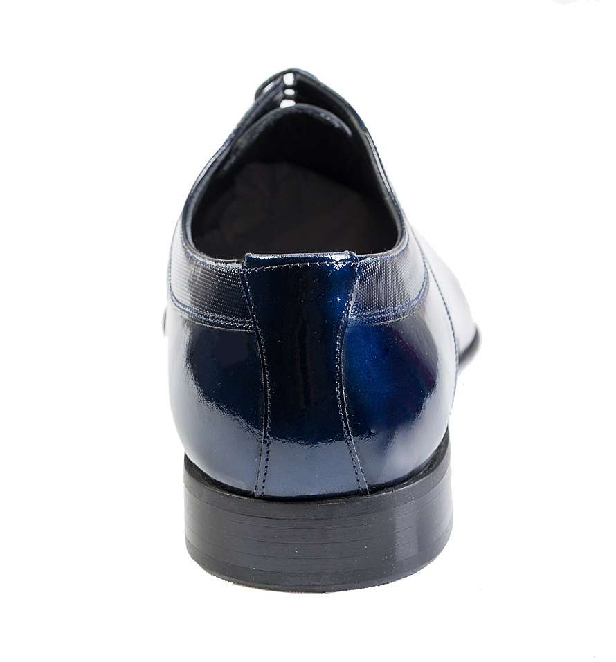 Handgemachter, eleganter Herrenschuh, Lack, Indigoblau-Marineblau, echtes Leder