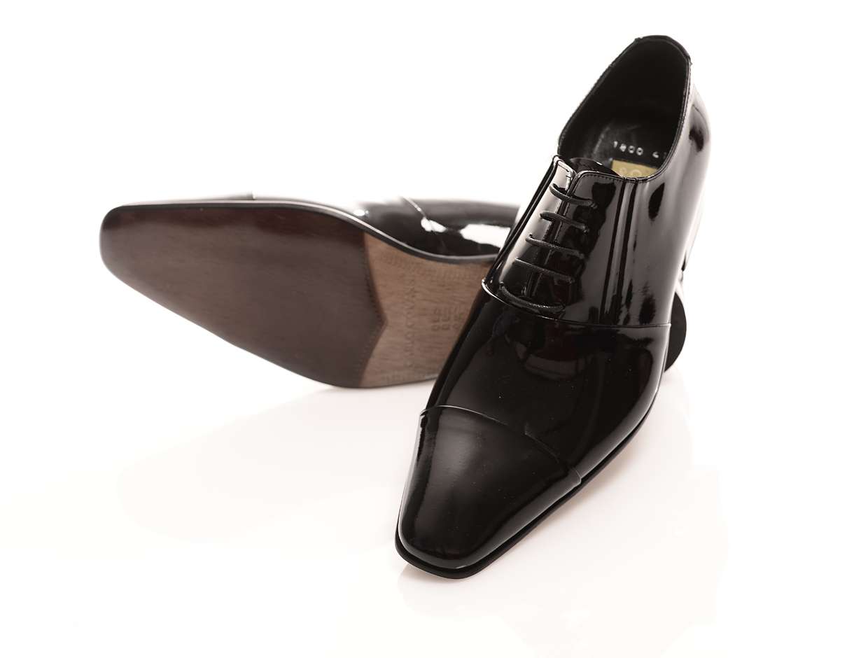 Handgemachter Herrenschuh, Hochzeitsschuh, Lack, Schwarz
