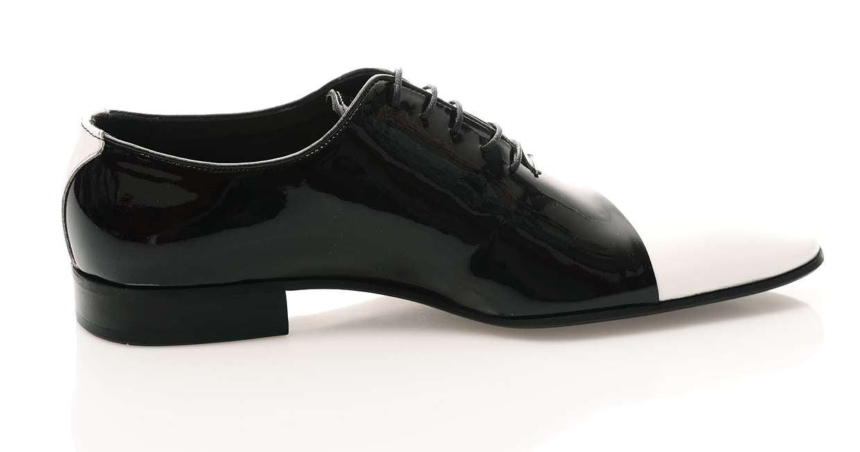 Hochzeitsschuh, Herrenschuh, schwarz/weiss, Lack