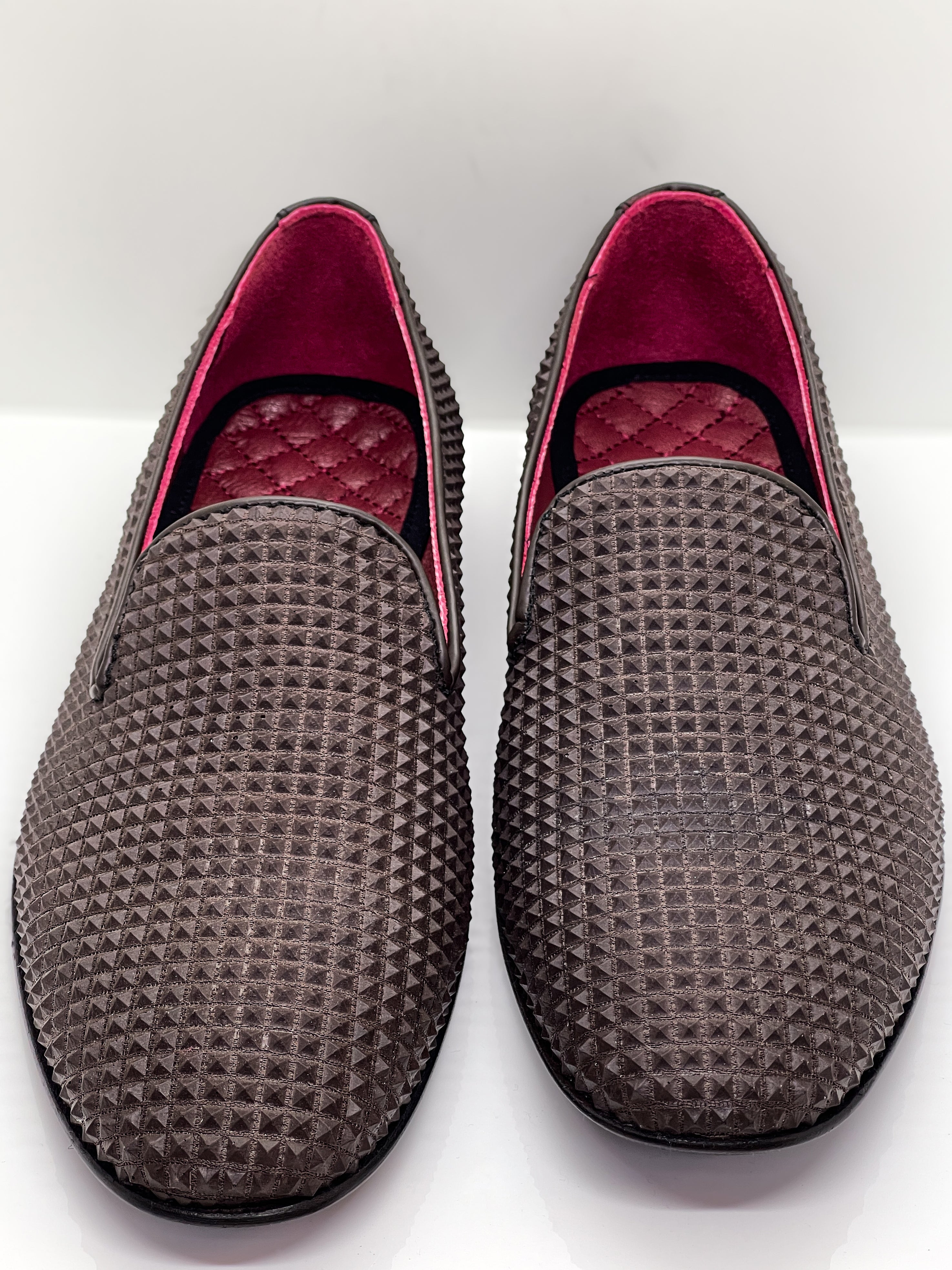 Handgemachter Herrenschuh, Slipper aus echtem Leder mit Krokoprägung, Perlmutteffekt, Braun