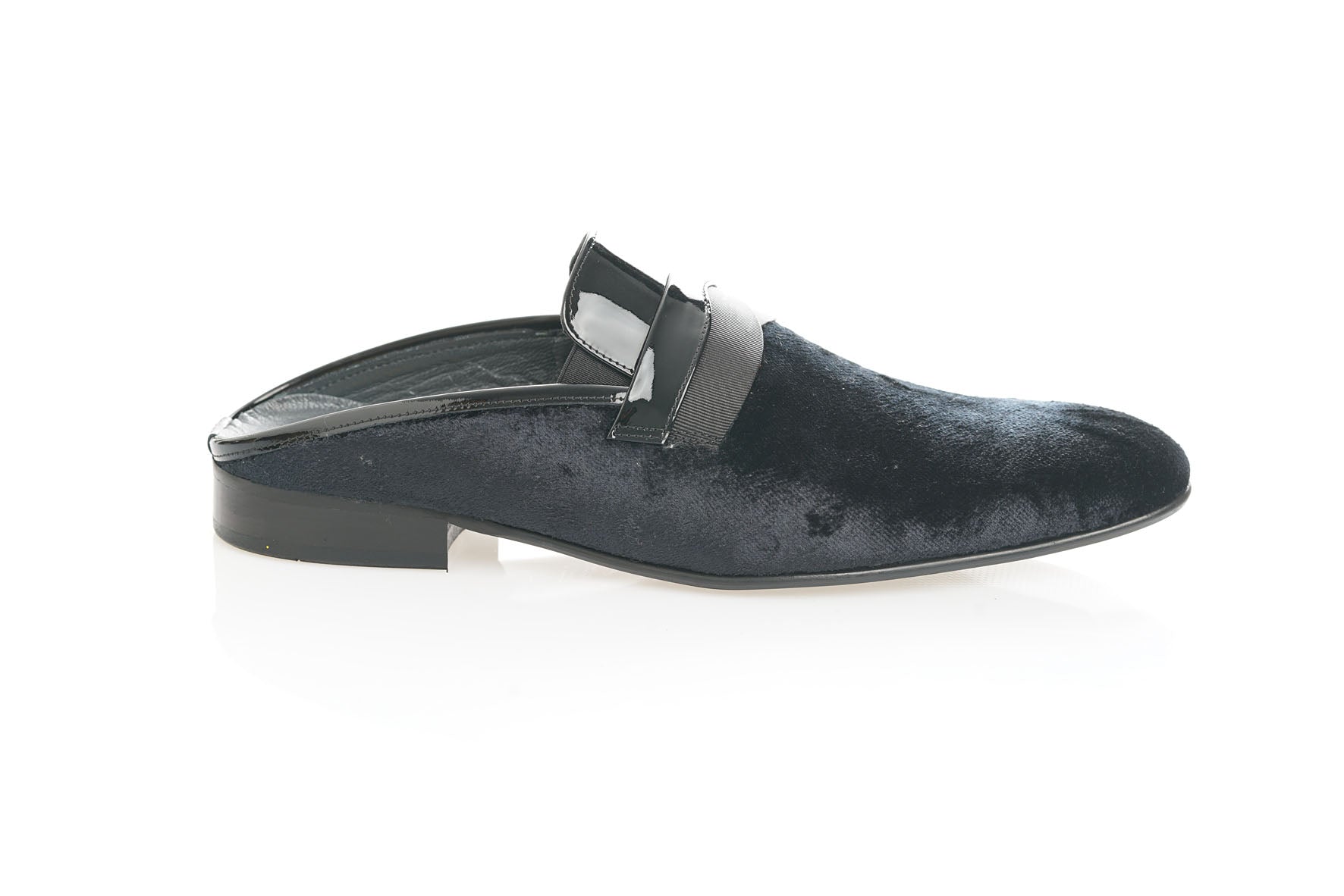 Elegante Herren Slipper, schwarz, Samt, Nostalgie-Retro-Classic