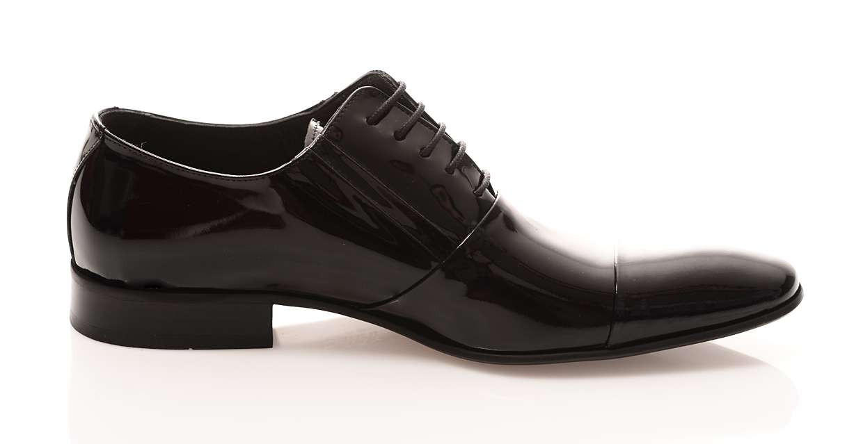 Handgemachter Herrenschuh, Hochzeitsschuh, Lack, Schwarz