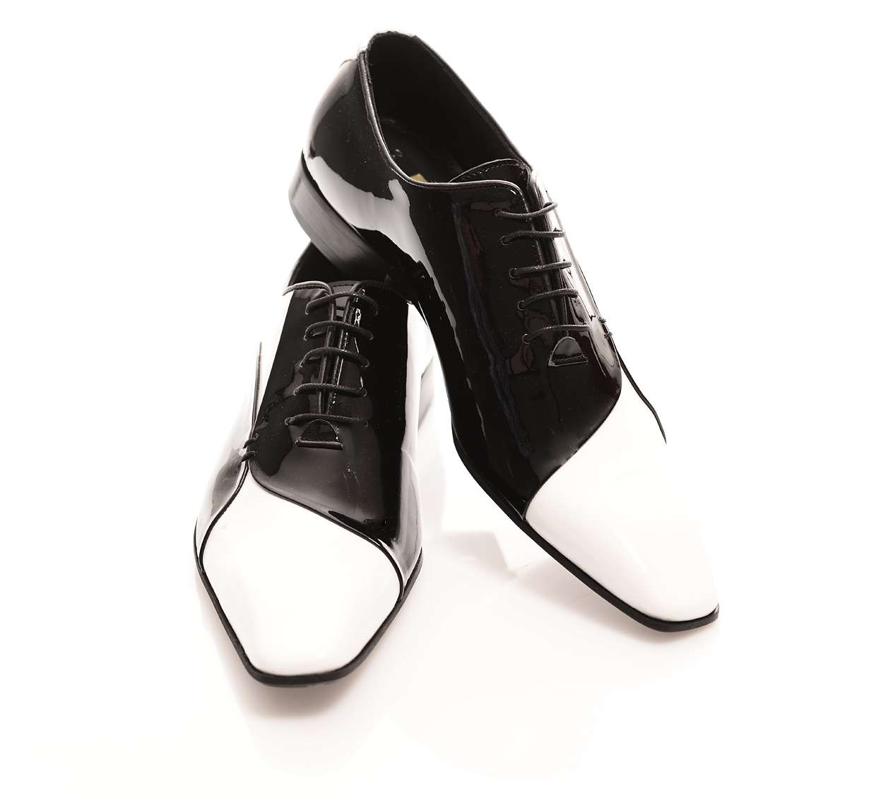 Hochzeitsschuh, Herrenschuh, schwarz/weiss, Lack