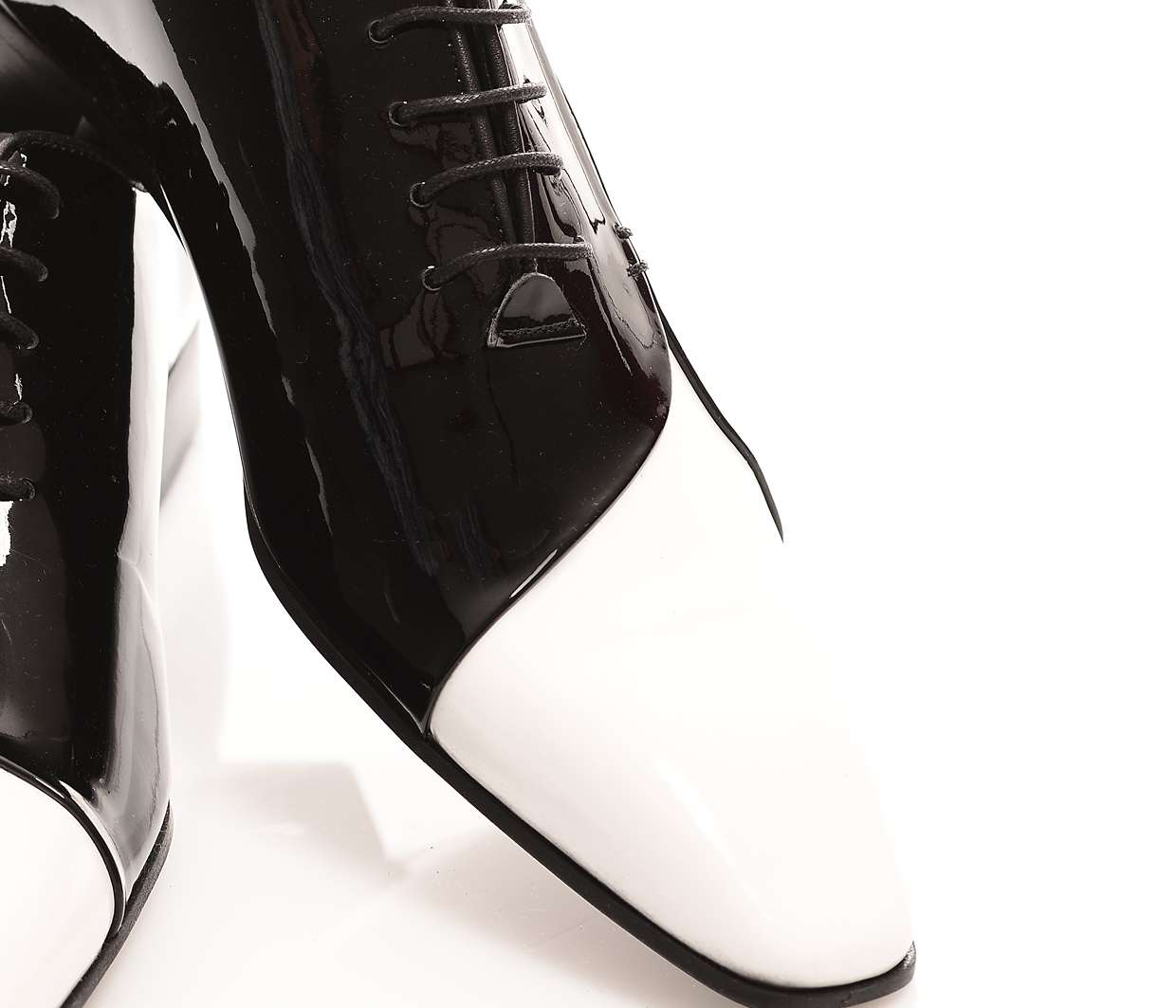Hochzeitsschuh, Herrenschuh, schwarz/weiss, Lack