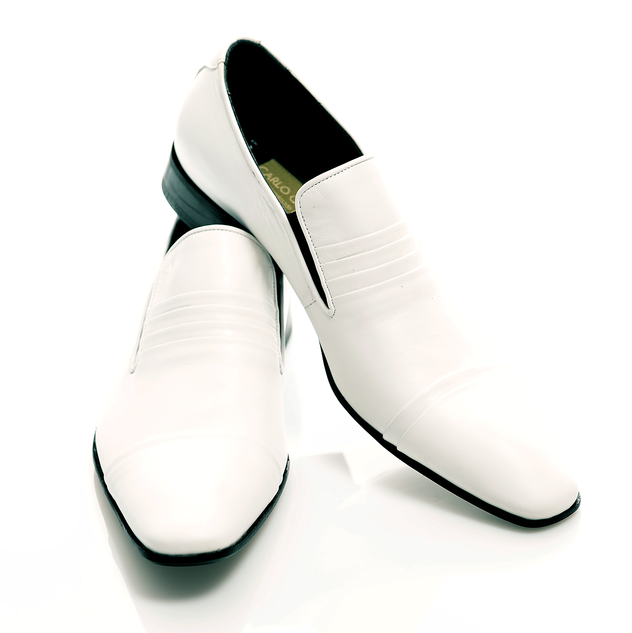 Eleganter Slipper aus echtem Leder in weiß, Praxisschuhe, handgemacht